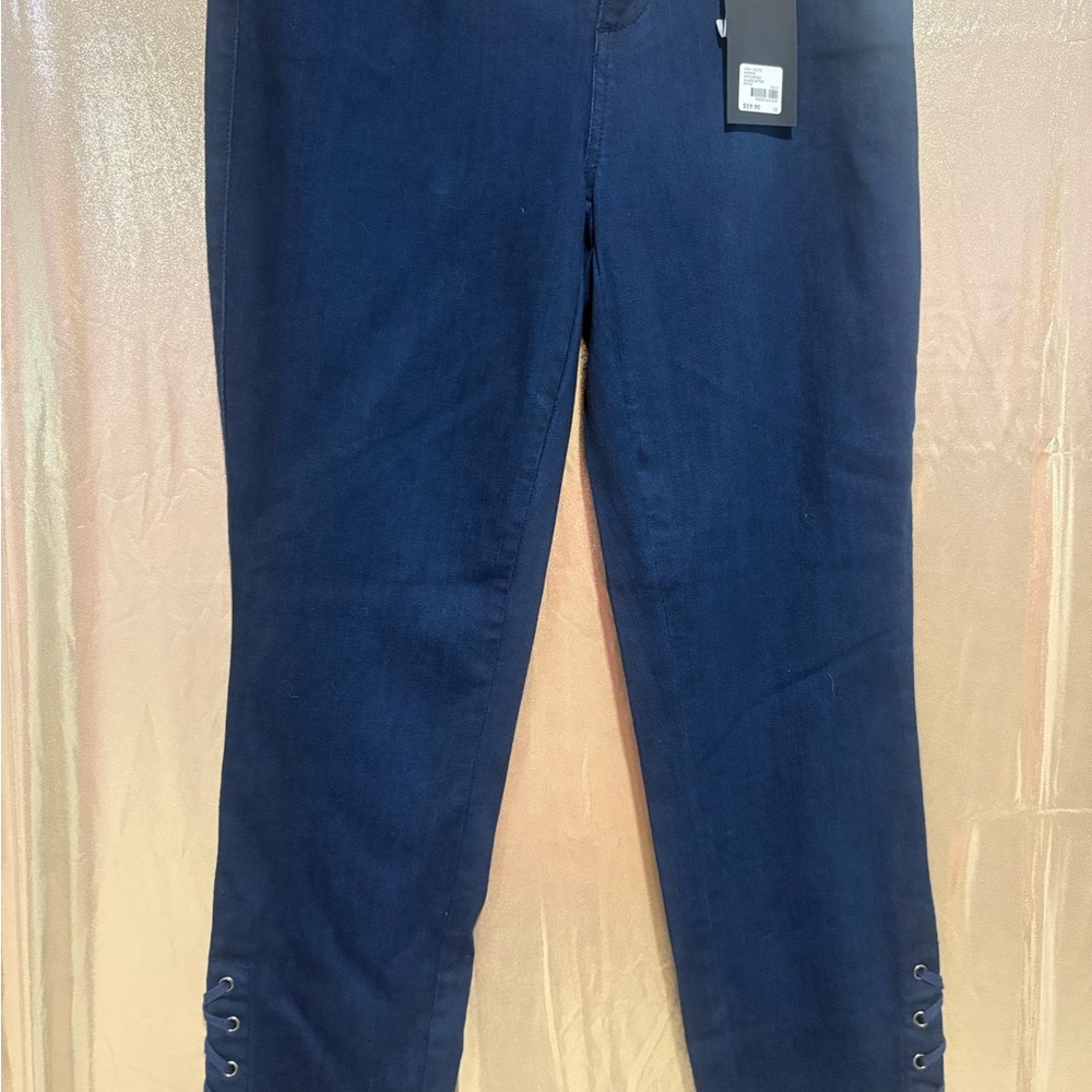 Lane Bryant Navy Skinny Jeans with Ankle Eyelets